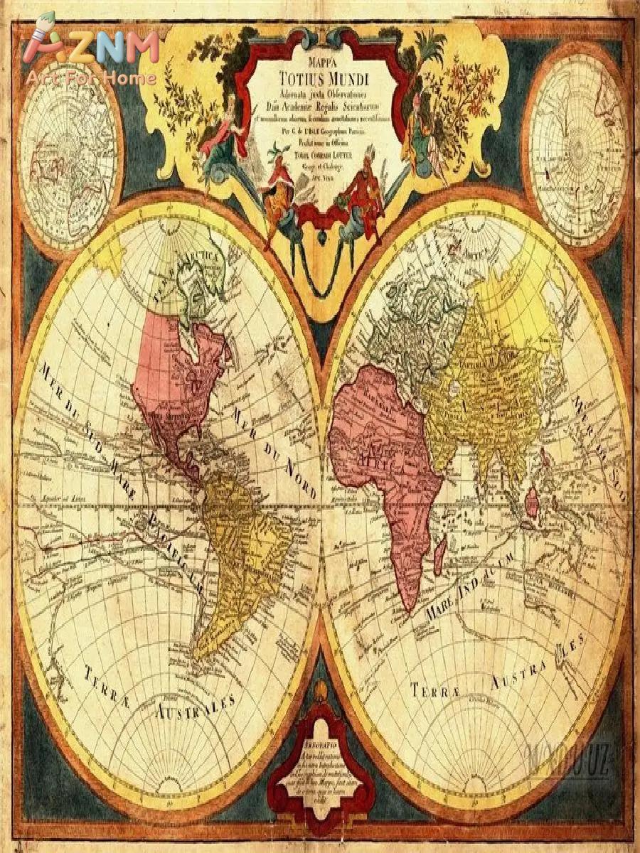 Vintage World Map Canvas Print - đánh giá và giá Star Map Poster